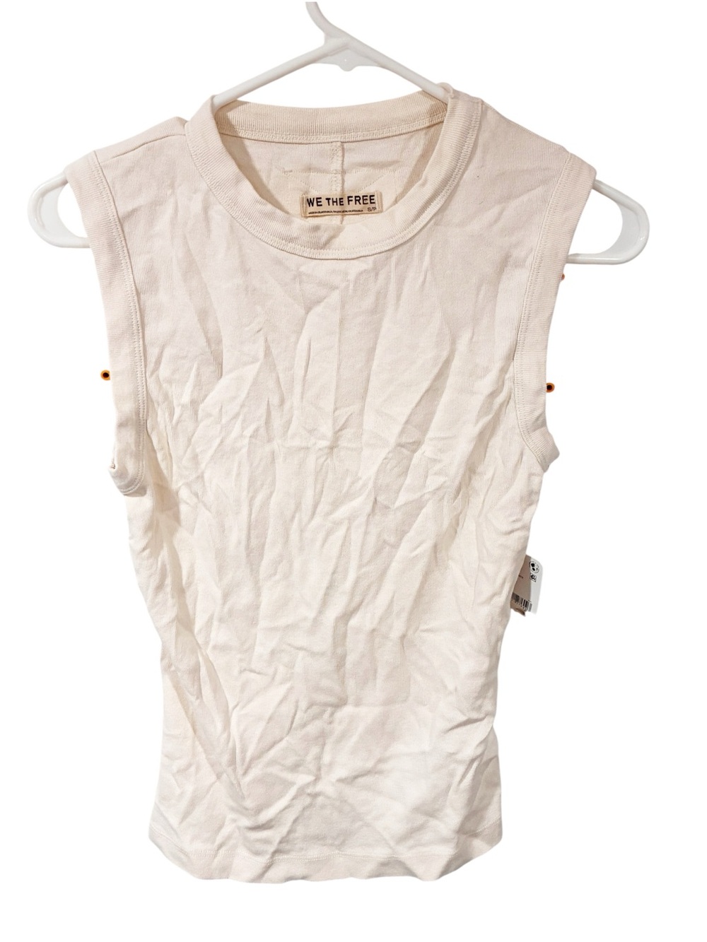 Free People We The Free Cream Ribbed High Neck Sleeveless Tank Size Small NEW